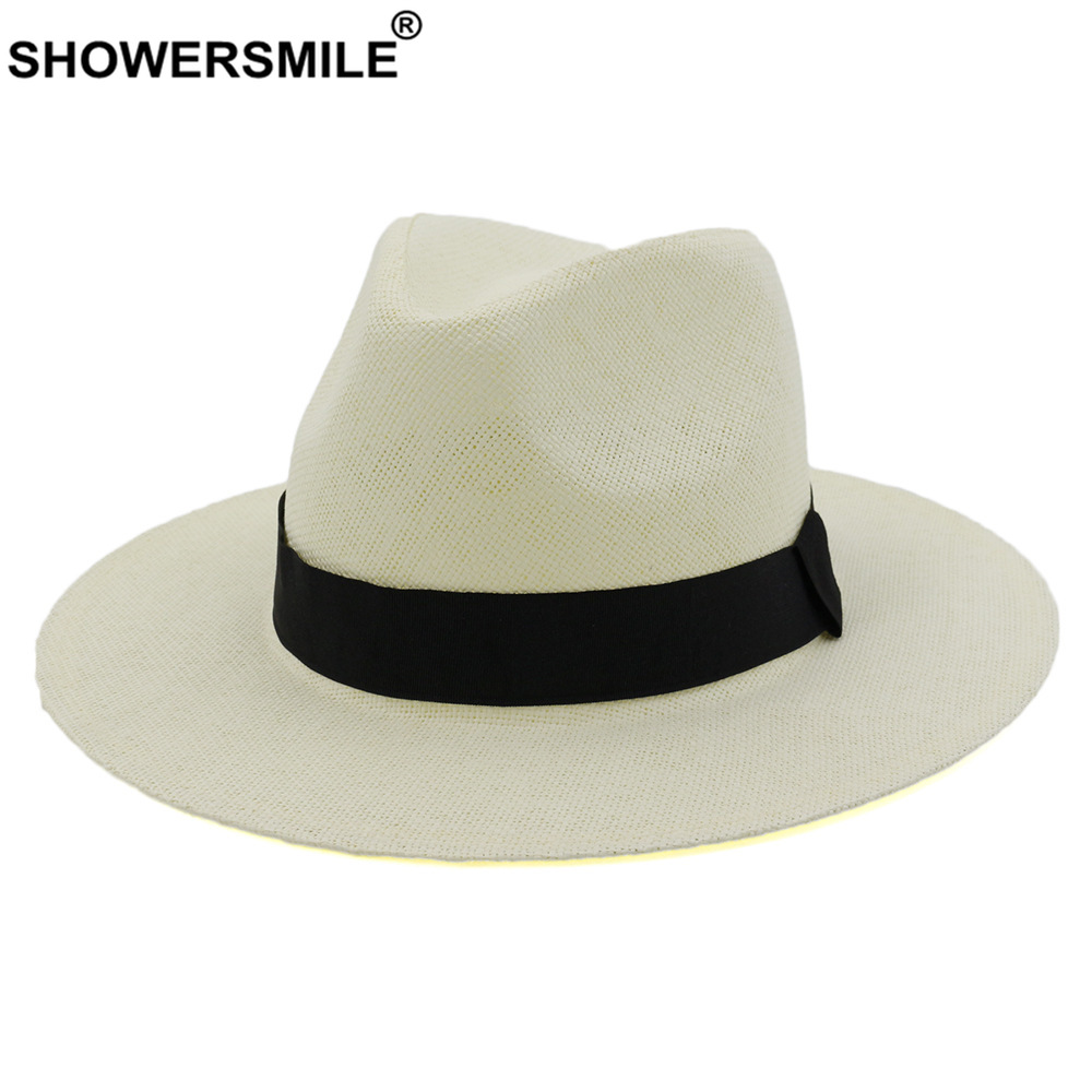 Brusebad stråhat sommer panama hat mænd kvinder solhat strand stråhat til mænd britisk stil fedora chapeau sombrero