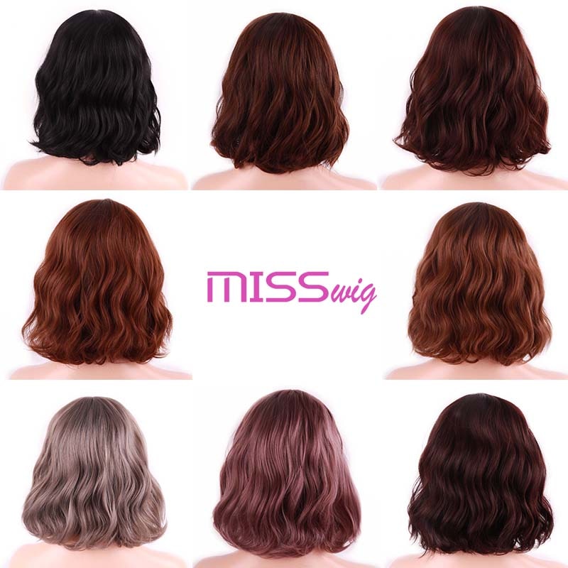 MISS perruque court vague d'eau cheveux synthétiques 16 couleurs disponibles perruque pour femmes fibre résistante à la chaleur quotidien faux cheveux