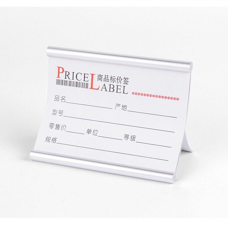 120X95Mm Metalen Tafel Bureau Menu Houder Prijskaartje Label Kaarthouder Stand Reclame Teken Houder Papier Display stand: Silver