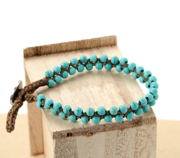 Boho Bracelets Handmade Stones Wax Cord Wrap Bracelet Beads String Girls Bracelet USA Tribal Bracelet
