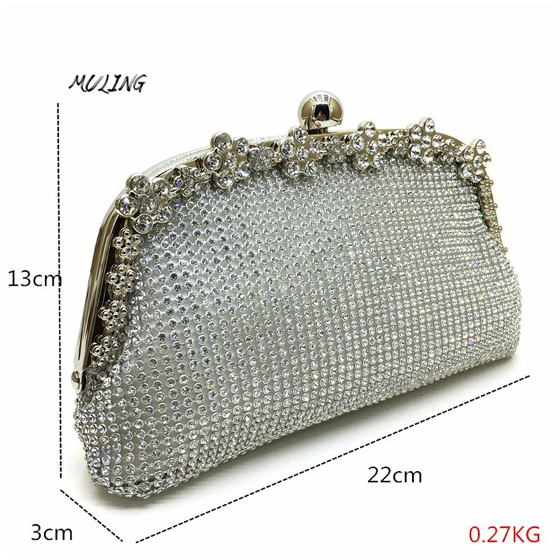 Vrouwen Avondtasje Luxe Zwart/Zilveren Bruiloft schoudertas Diamant Strass Koppelingen Purse Crystal Bling Gold Clutch Bag