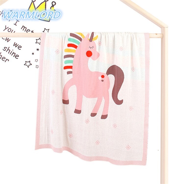 80 x 100cm mjuk bomull stickad söt enhörning babyfilt småbarn tunt sommarnattskydd barn baksäte filt barnvagnsöverdrag: Elfenben