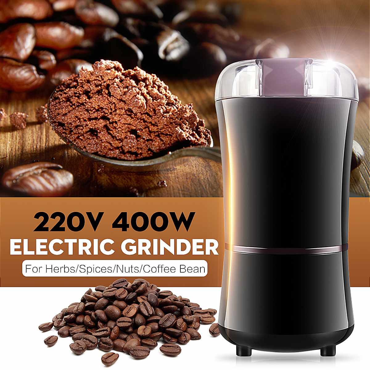 400W Elektrische Koffiemolen Zout Peper Bonen Spice Moer Zaad Koffieboon Grinder Met Rvs Blade Koffie Machine 220V