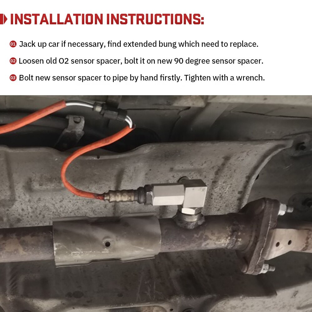 Universal Oxygen Sensor Extender 90 Degree 02 Bung Extension Catalytic Converter O2 Oxygen Sensor Spacer