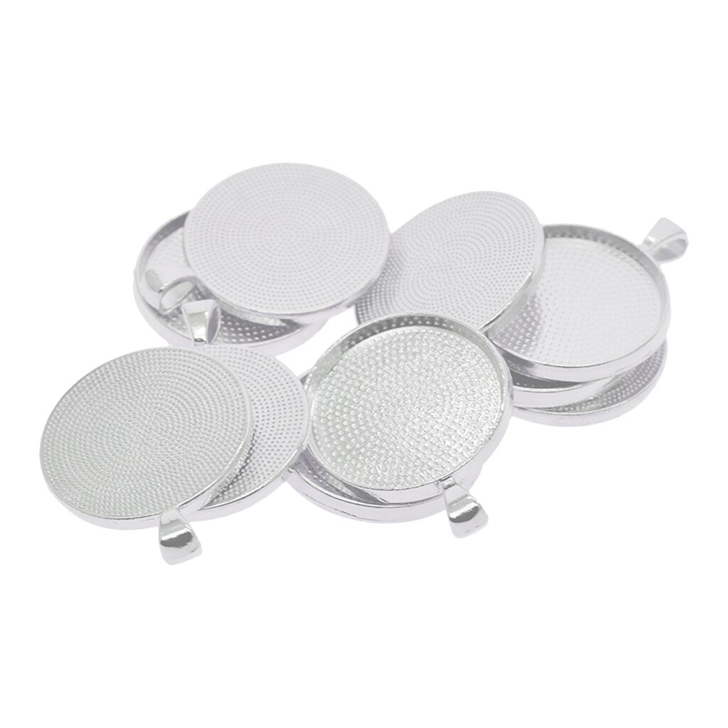 10Pcs 1.2 Inch Ronde Ketting Hanger Instelling Cabochon Cameo Base Tray Afdekplaatje Fit Resin Cabochons Sieraden Maken Bevindingen