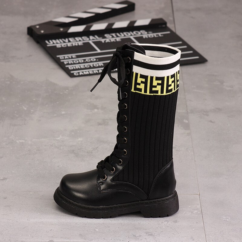 SSAI freundlicher frühling herbst neue freundlicher elastische socken schuhe Baby Mitte-rohr stiefel mädchen prinzessin stiefel mädchen schuhe: CN 33-Insole 20.0cm