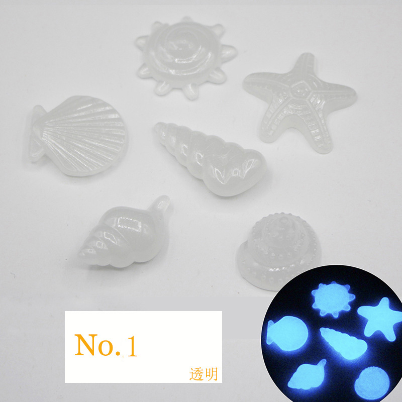 40 Pcs Glow In The Dark Stones Starfish Conch Shell Shaped Decorative Garden Aquarium Fish Tank Pool Landscape Luminous Stone: H0001-7