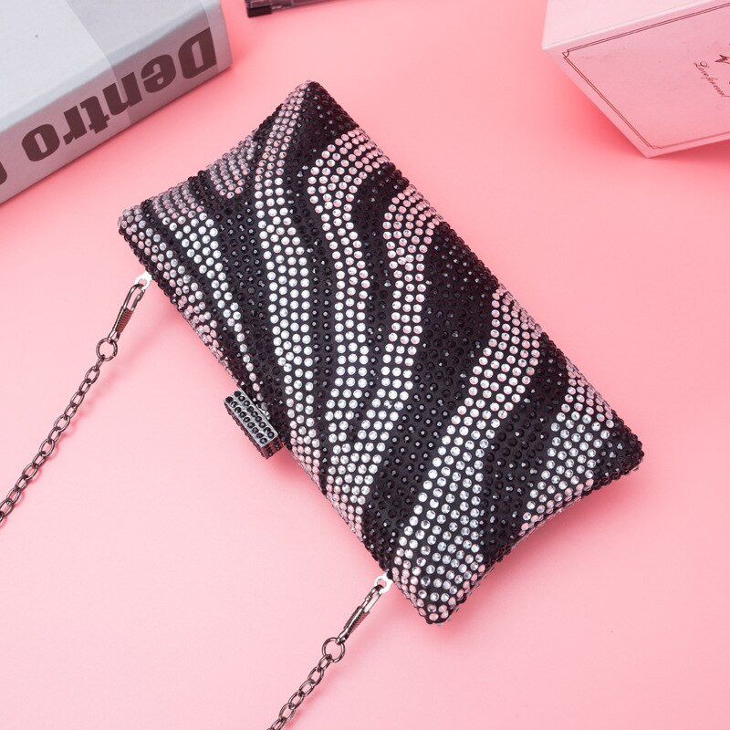 women bling diamond evening bags patchwork wedding banquet wallets chain purse for ladies MN1648