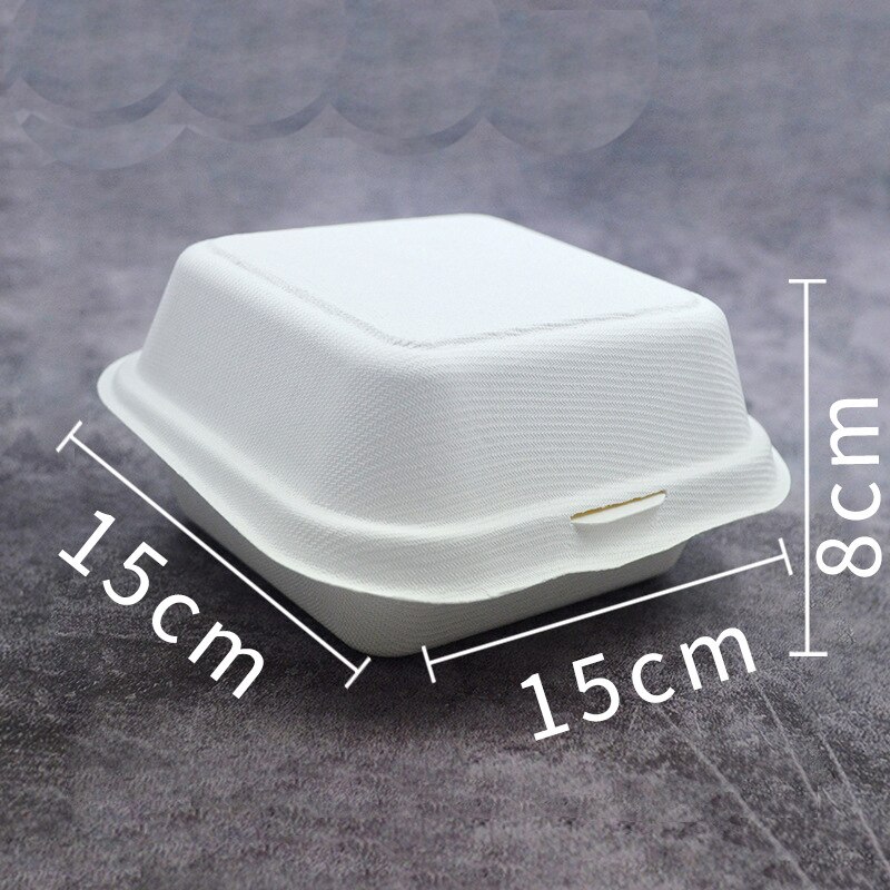 Clamshell Disposable Eco Containers Microwavable Hinged Container Restaurant Carryout Lunch Meal Takeout Storage Service.: White