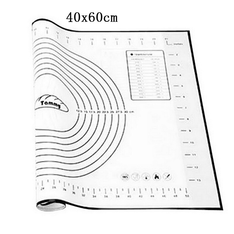 Silicone Baking Mat Scale Rolling Dough Pad Kneading Dough Mat Non Stick Pastry Oven Liner Bakeware 60*40/40*30cm: 40x60cm black