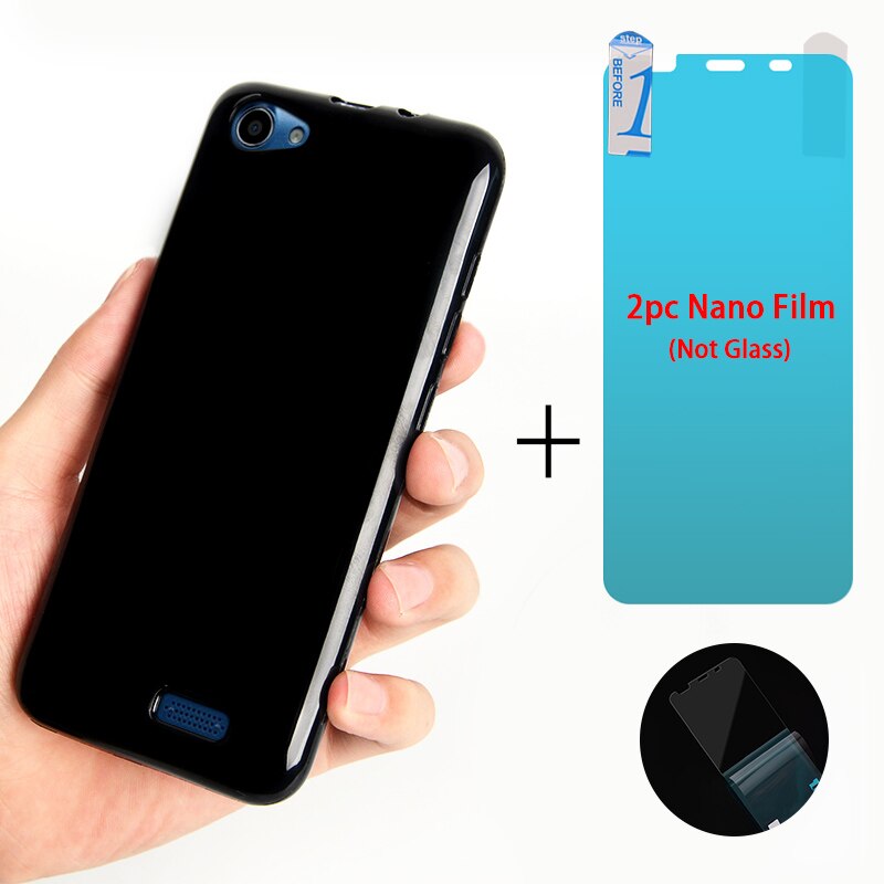 Case Voor Prestigio Muze E5 LTE Cover Soft TPU Siliconen Phone Case Voor Prestigio Muze E5 LTE Screen Nano Beschermende film: Black