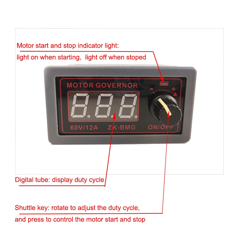 ZK-BMG PWM DC motor Controller 9-60v 12A 500W motor fan controller switch adjustable frequency duty cycle PWM dc motor governor