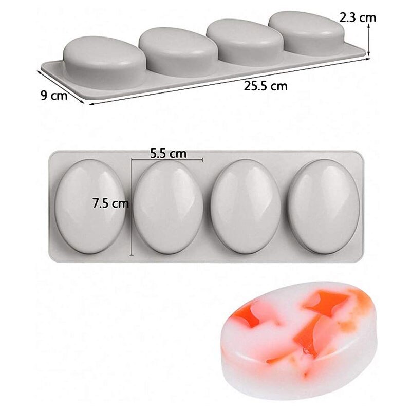 4 hohlraum Seife Formen Silikon bilden für Handgemachte Seife Lotion Bar Rechteck Oval Mehrweg Runde Silikon Seife, Der Formen: 4Hohlraum Oval