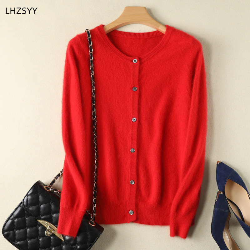 Frauen Strickjacke Große Größe Warme Reine Nerz Kaschmir Pullover Oansatz Lose Mantel Weibliche Pullover Damen Jacke Solide Stricken Strickjacken