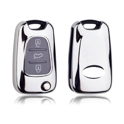 Tpu 3 Knop Autosleutel Case Cover Tas Voor Kia Rio K2 K3 K5 Ceed Cerato Sportage Soul Voor hyundai Verna I20 I30: B-style-silver