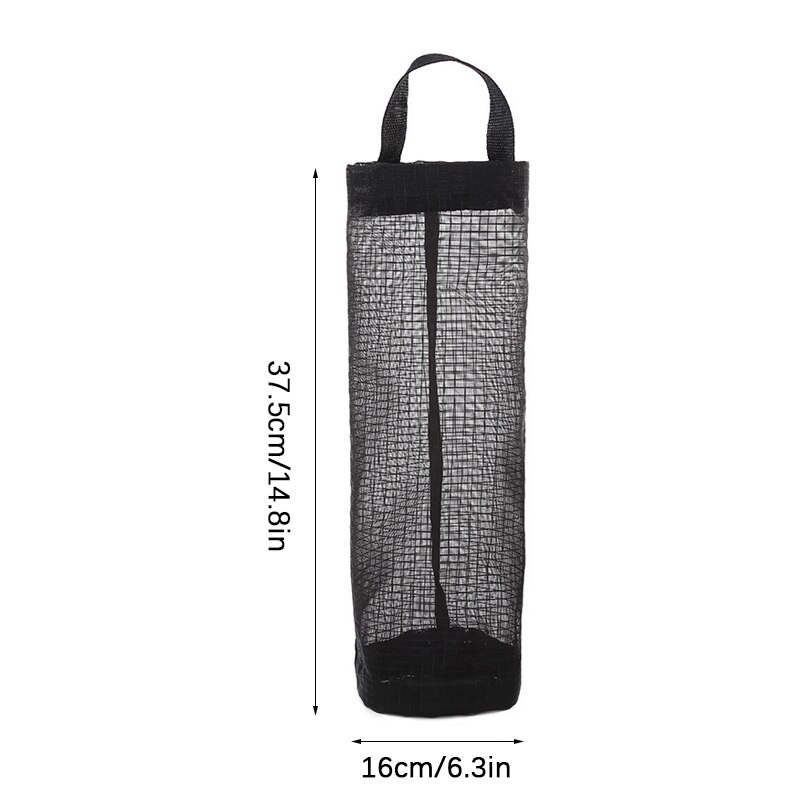 Købmandsposeholder væghængt opbevaringspose dispenser affaldsposer opbevaring organizer taske køkken organizer plastikposer holder: Sort