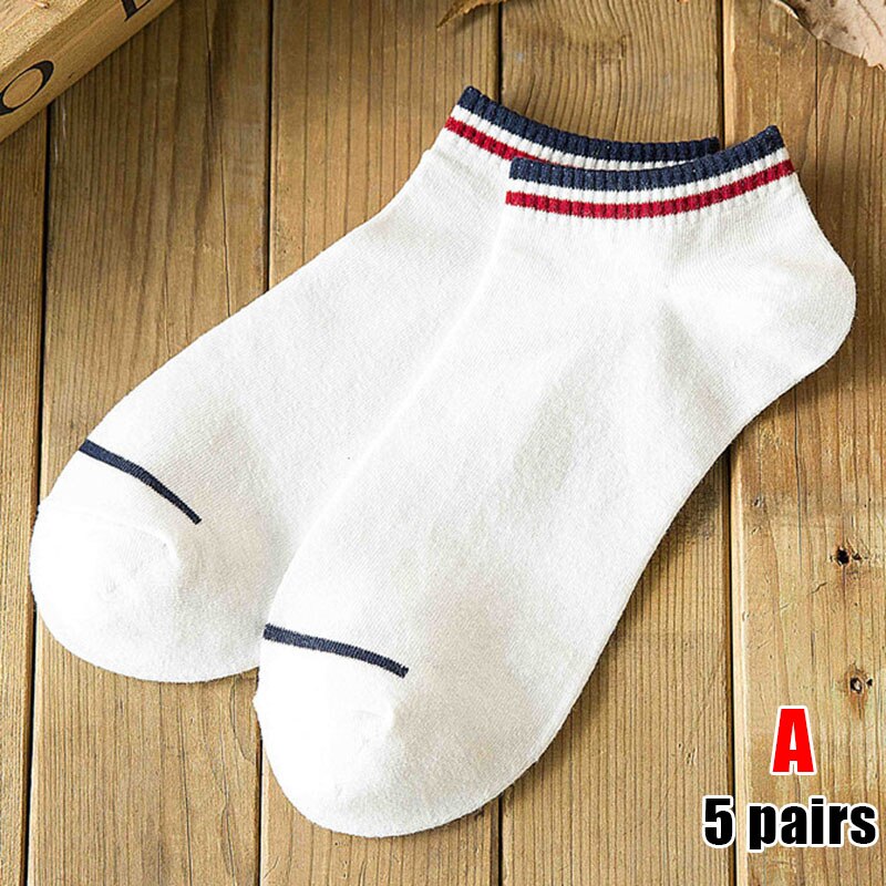 5 paire hommes chaussettes de sport invisibles court cheville chaussettes respirant mince bateau chaussette B88: a
