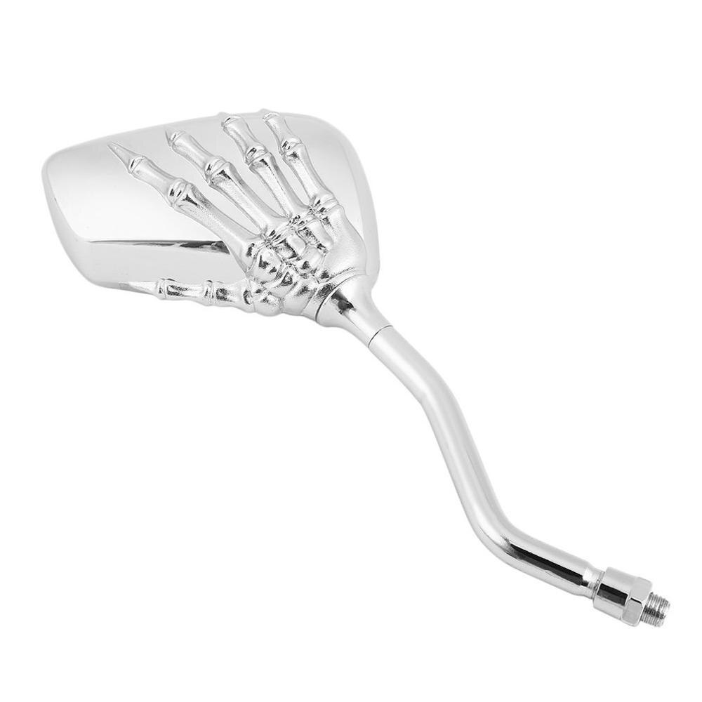 Rétroviseur latéral moto squelette crâne main Chrome pour rétroviseur universel miroir de recul réflecteur