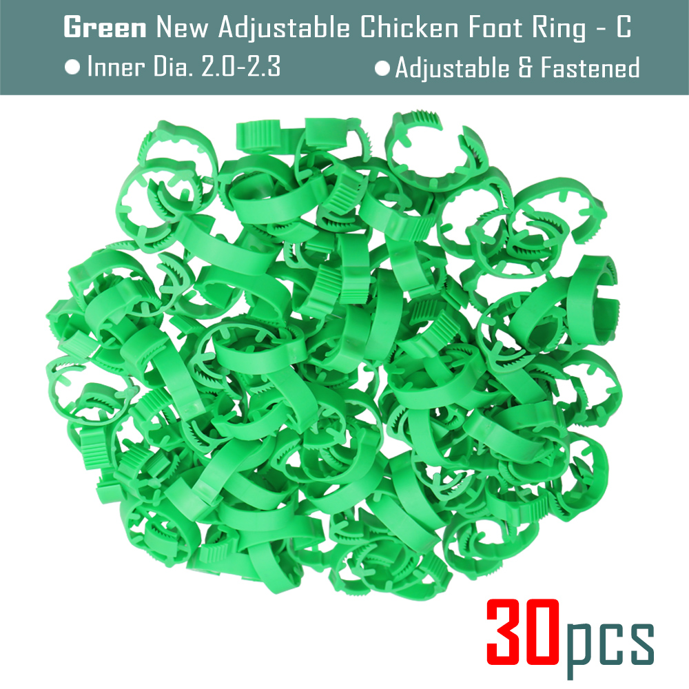 30Pcs Blank Kip Voet Ring 7 Kleuren Verstelbare Digitale Etiketten Voor Pluimvee Been Farm Identificatie Markers Tool Voor Chick eend: C-Greenx30pcs