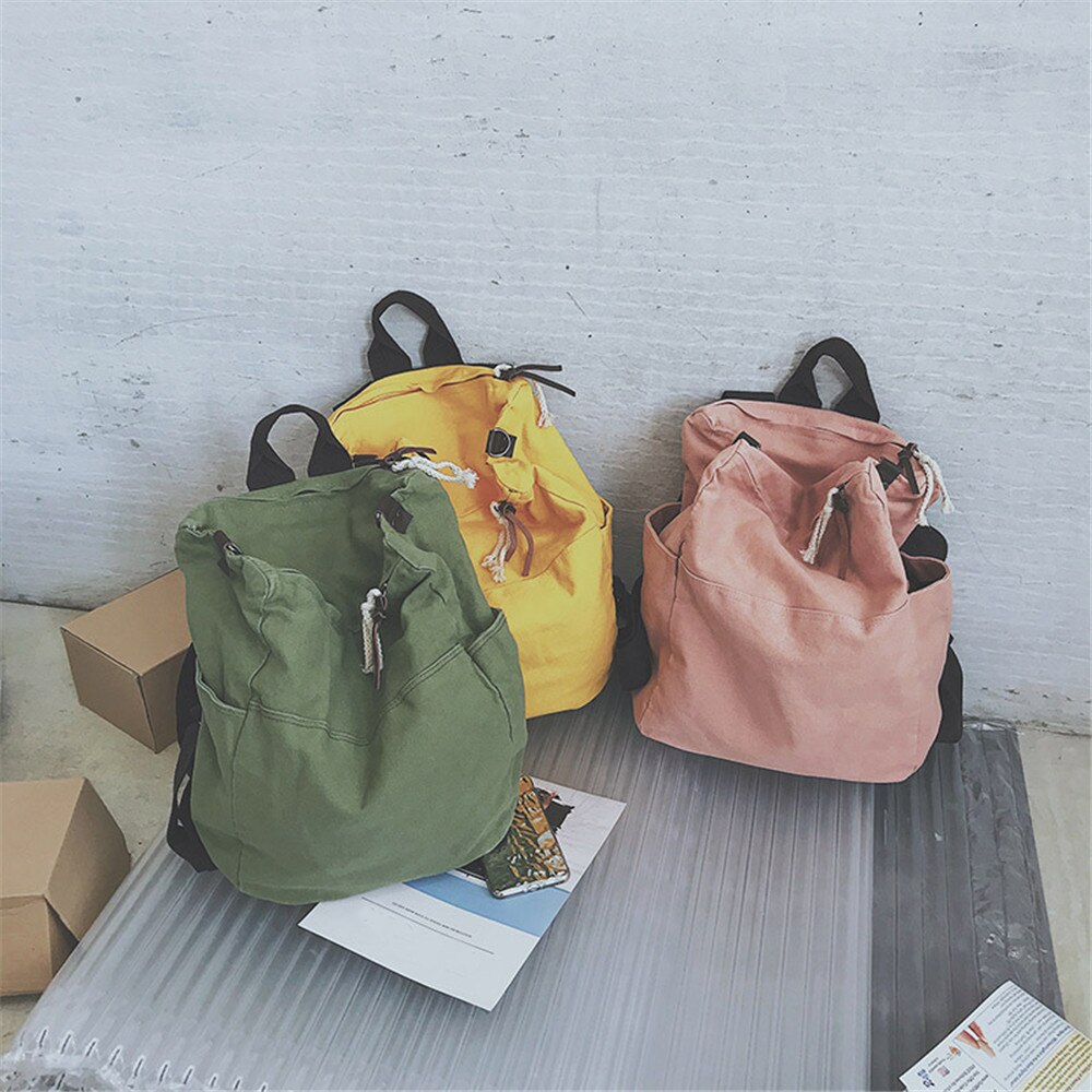 Mochila de viaje de gran capacidad de Color sólido, mochila de lona para ordenador portátil, mochila para mujer, mochila escolar para adolescentes, bolsa de hombro de viaje diario