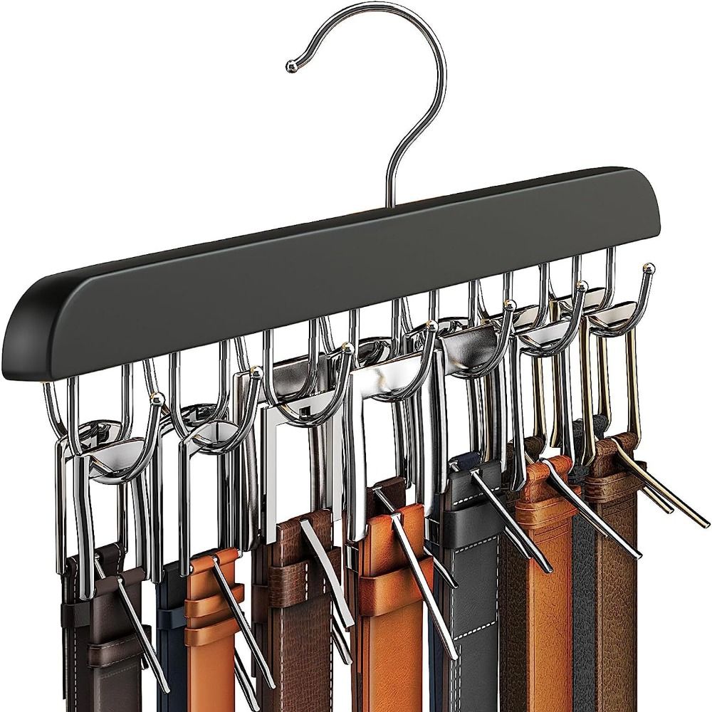 Stevig Houten 14/16/20 Haken Riemrek Multifunctioneel Draaibaar Antislip Opbergrek Tie Tank Tops Ruimtebesparende Riemhanger