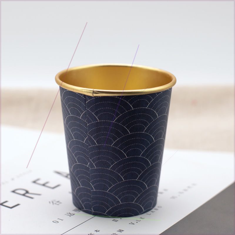 Taza de papel de aluminio dorado de 50 piezas para uso doméstico y comercial, vaso desechable de alta gama, vaso grueso para agua, té, café, leche y: 50pcs 5