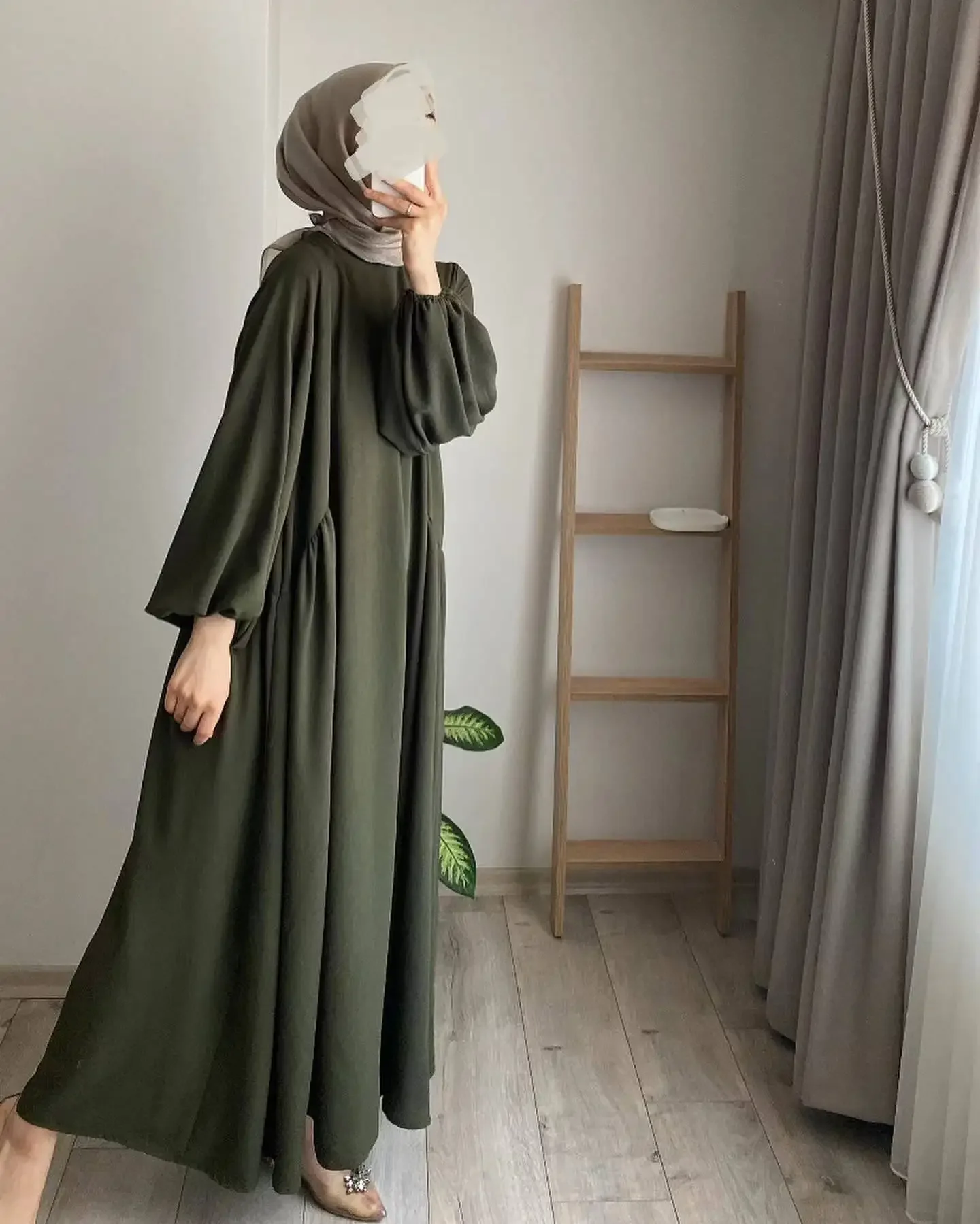 Ramadan saudiarabisk lang kåbe marokko dubai abayas til kvinder beskedne maxikjoler jalabiya kaftan islam eid muslimske vestidos: L / Sort