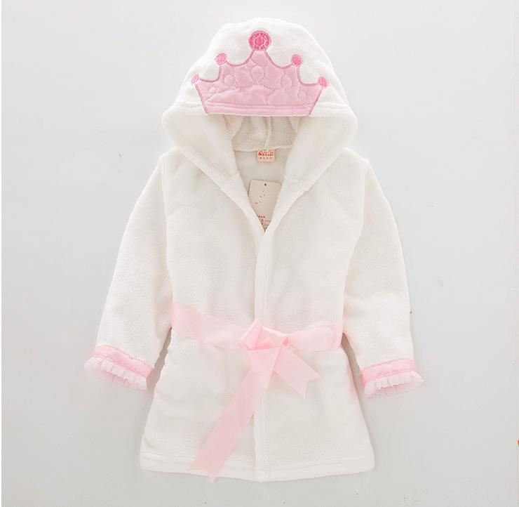 Baby kinderen flanellen jurk baby warm hooded badjassen mode kinderen thuis kleding jongens en meisjes schattige pyjama