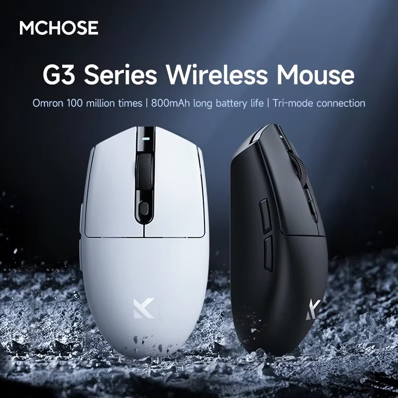 MCHOSE G3 Wireless Gaming Mouse, 12K DPI, PAW3311, Bluetooth Tri-Mode, Lightweight 64g, Long Lasting Life, Ergonomic