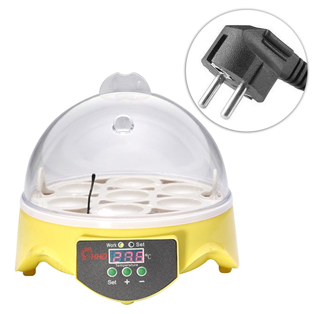 7 Eggs Incubator Plastic Digital Chicken Temperature Control Automatic Incubator Hatcher Incubation Tools Supplies: EU plug