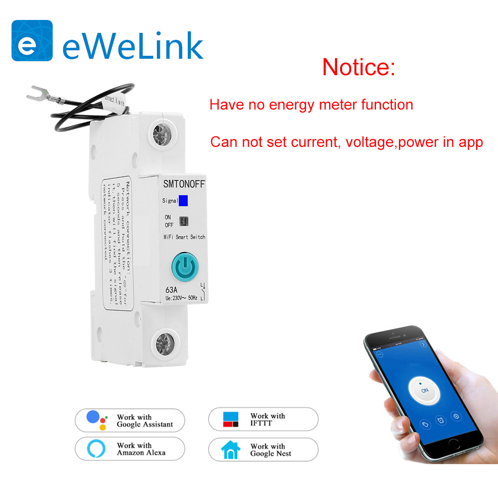WiFi circuit breaker Smart din rail switch timer remote control voice control Alexa and google for Smart Home no meter