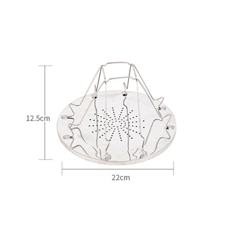 Portable 4 Slice Outdoor Camping BBQ Toaster Tray Foldable Stainless Steel Bread Toast Rack Stove Grill Plate
