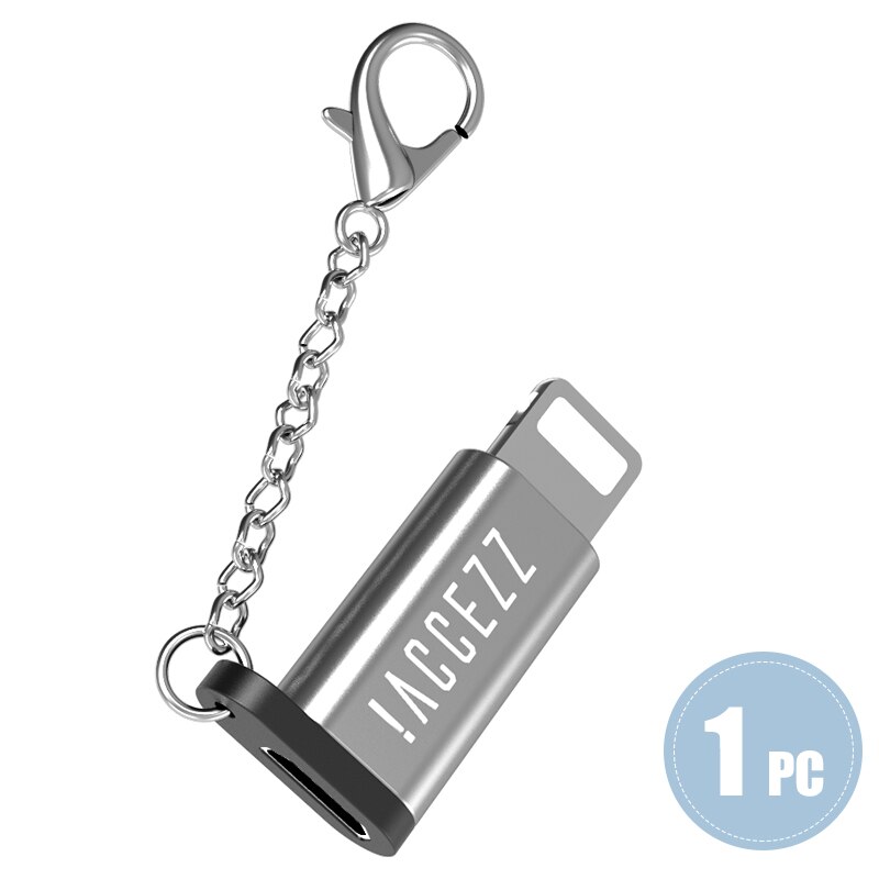 !ACCEZZ Lighting OTG For Apple to Micro USB Adapter For iPhone 11 Pro Max X XS 7 Data Sync Charger Microusb Male 8Pin Connector: 1PC Silver