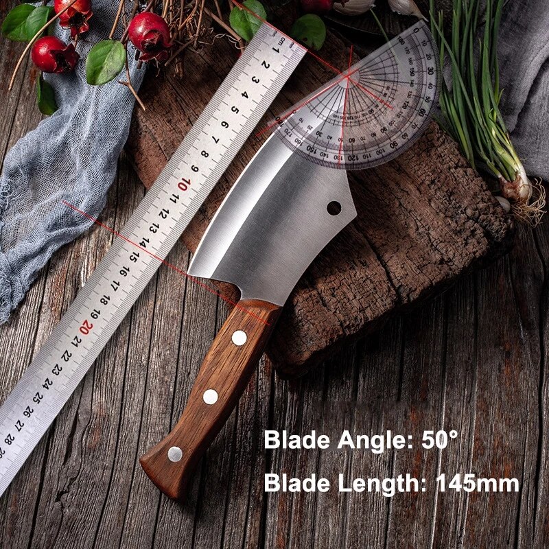 Forged stainless steel small kitchen knife with wooden handle Chopping knife Sharp blade Meat cleaver Kitchen cooking knife