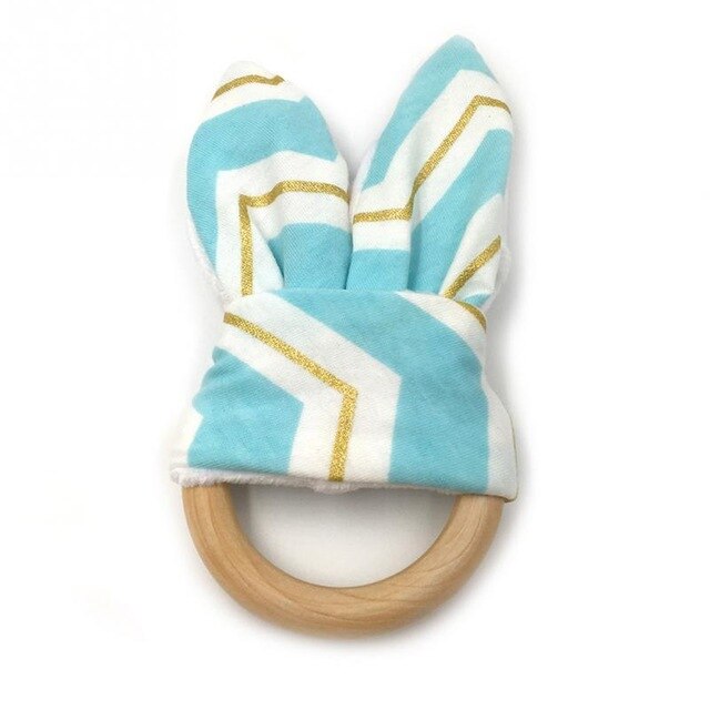 Baby Zahnen Ring Chewie Beißring Sicherheit Holz Natürliche Bunny Sensorischen Spielzeug: 2