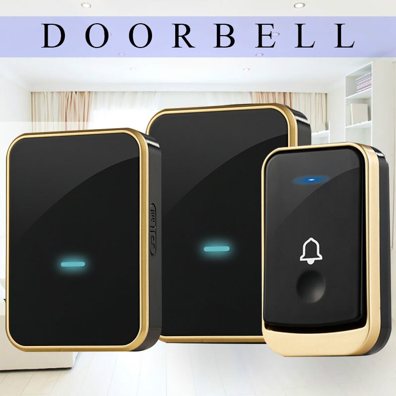 Wireless Doorbell Waterproof smart Door Bell 110V-220V 1 button 1 2 receiver self generation no Need battery cordless Doorbell: Option-1-2-G / US plug