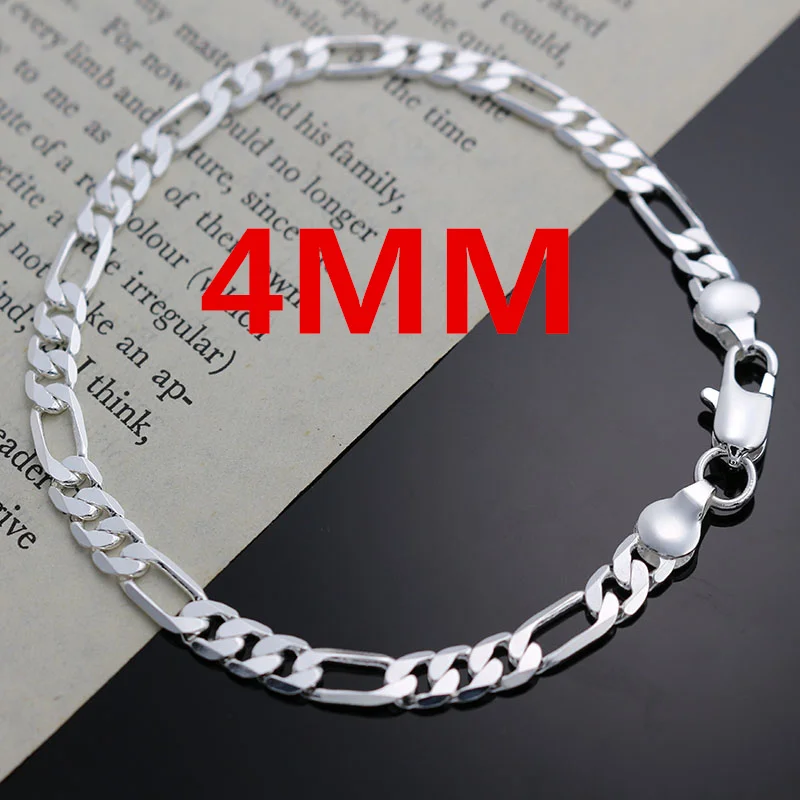 40-75cm 925 Sterling silver 4MM chain for men Women Bracelet Necklace jewelry set lady Christma charms wedding