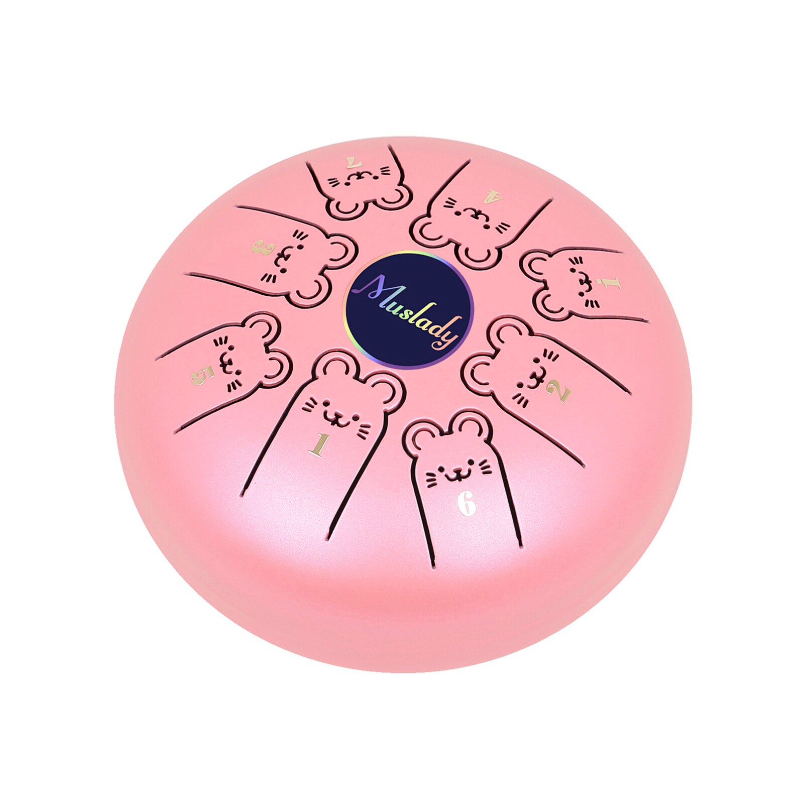 Muslady 5.5 Inches Mini Steel Tongue Drum 8 Notes C Key Handpan Drum Chinese Zodiac Patterned Tank Drum Percussion Instruments: Pink