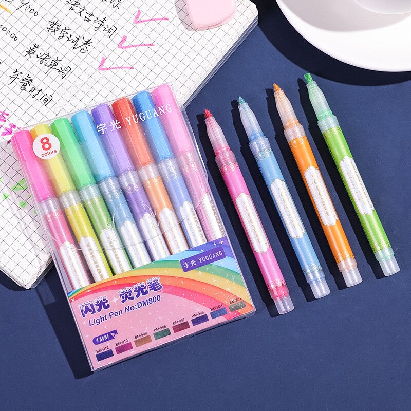 Fluorescent Highlighter Pen Markers Pastel Drawing Pen for Student School Office Supplies Cute Stationery