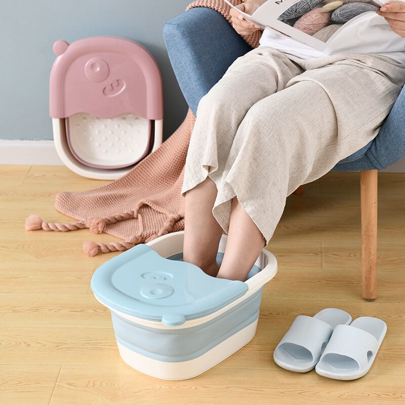 Plastic Foldable Bucket Foot Bath Bucket Bathroom Foot Wash Basin Laundry Buckets Portable Folding Water Container Large