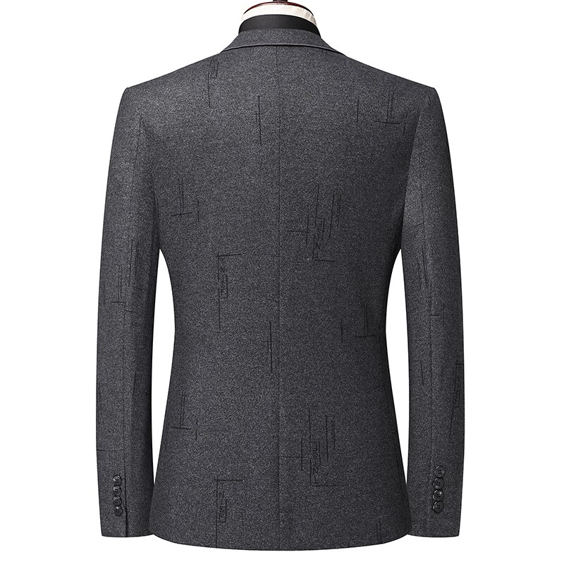 Spring Men's Business Slim Suit Floral Print Dark Gray Thick Stretch Blazer Coat Male Brand Clothes