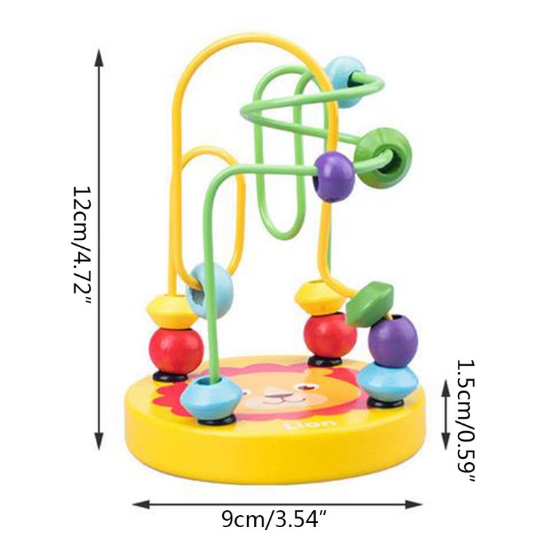 Educational Math Toy Wooden mini Circles Bead Wire Maze Roller Coaster Abacus Puzzle toys For Kids Boy Girl