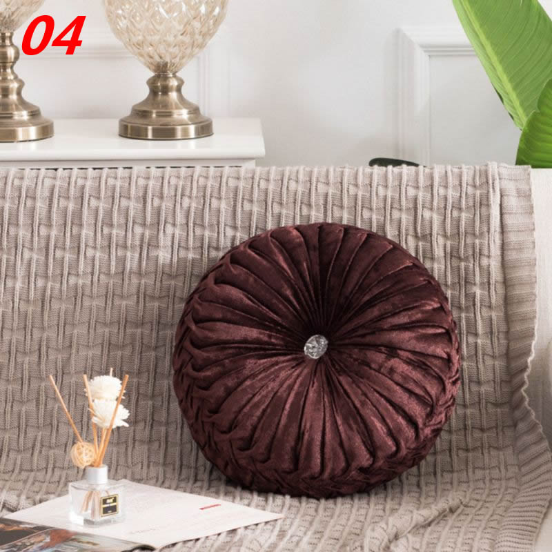 European Style Throw Pillow Luxury Velvet Cushion Pleated Fabric Handmade Round Wheel Pumpkin Seat Cushions