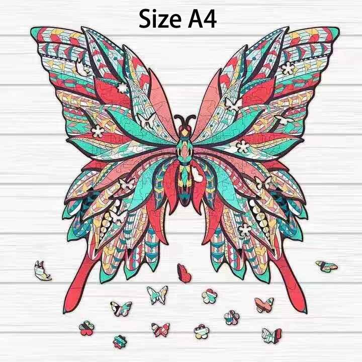 Dinosaur Butterfly Wooden Jigsaw Puzzle Wooden Puzzle Puzzles For Adults Toys Kids Christmas Toy Wooden Games Educational G I3X3: Butterfly A4