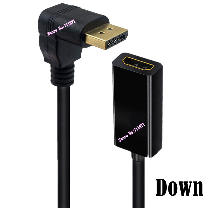 Right Angle DisplayPort to HDMI-compatible Adapter Cable Line For Desktop Laptop 90 Degree Elbow DP to HDMI-compatible Connector: green