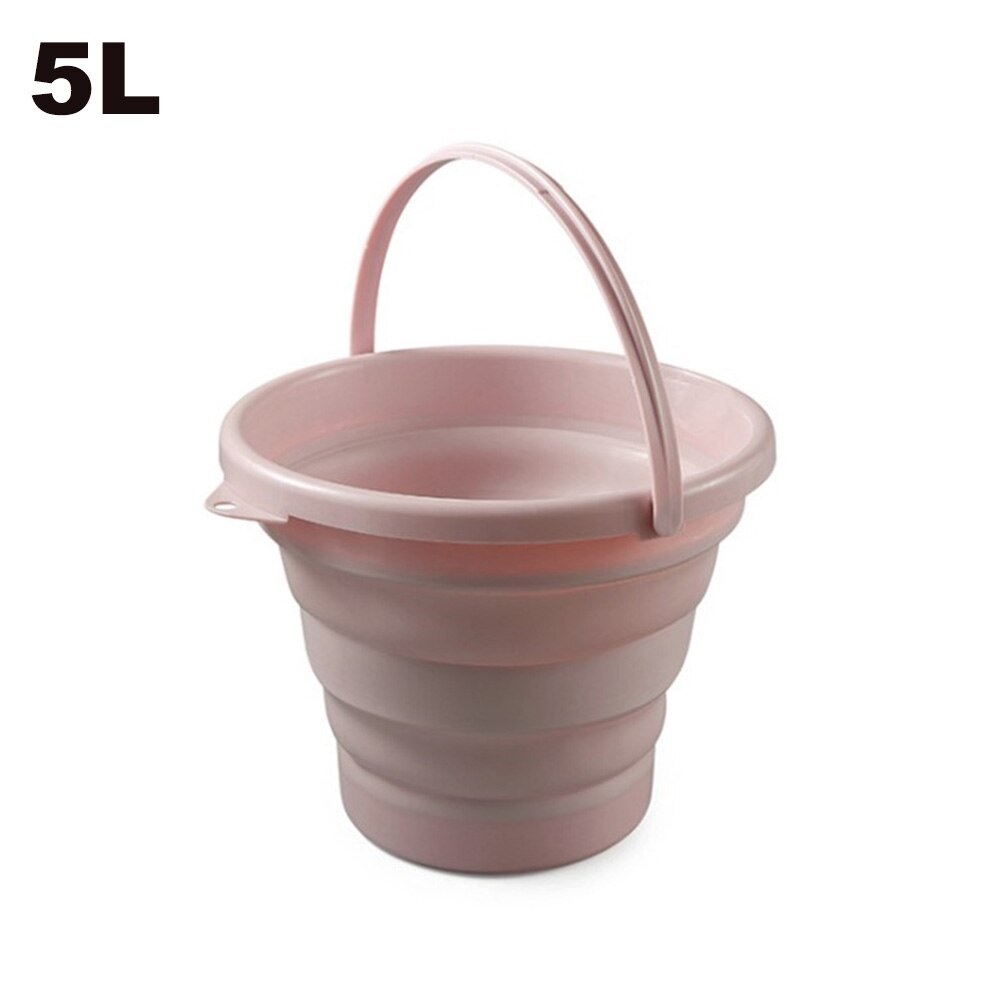 10L Collapsible Bucket 2.6 Gallon Foldable Portable Cleaning Silicone Bucket Space Saving Car Bucket for Garden Camping Fishing: Pink 5L