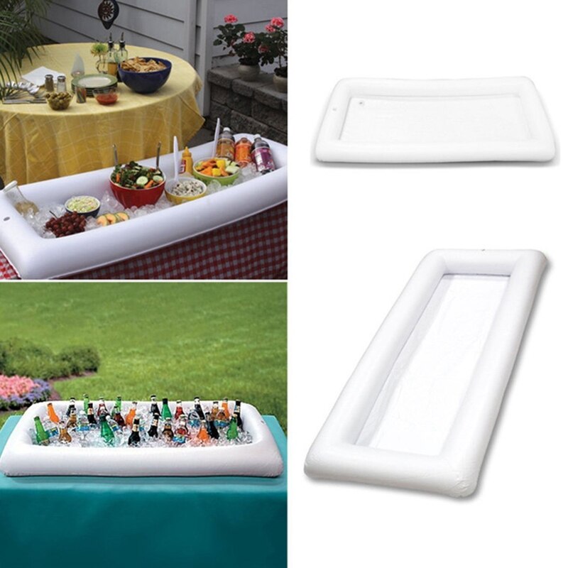 Inflatable Air Ice Bar Inflatable Rectangle Drinks Holder Water Mattress for Cups Pool Float Swim