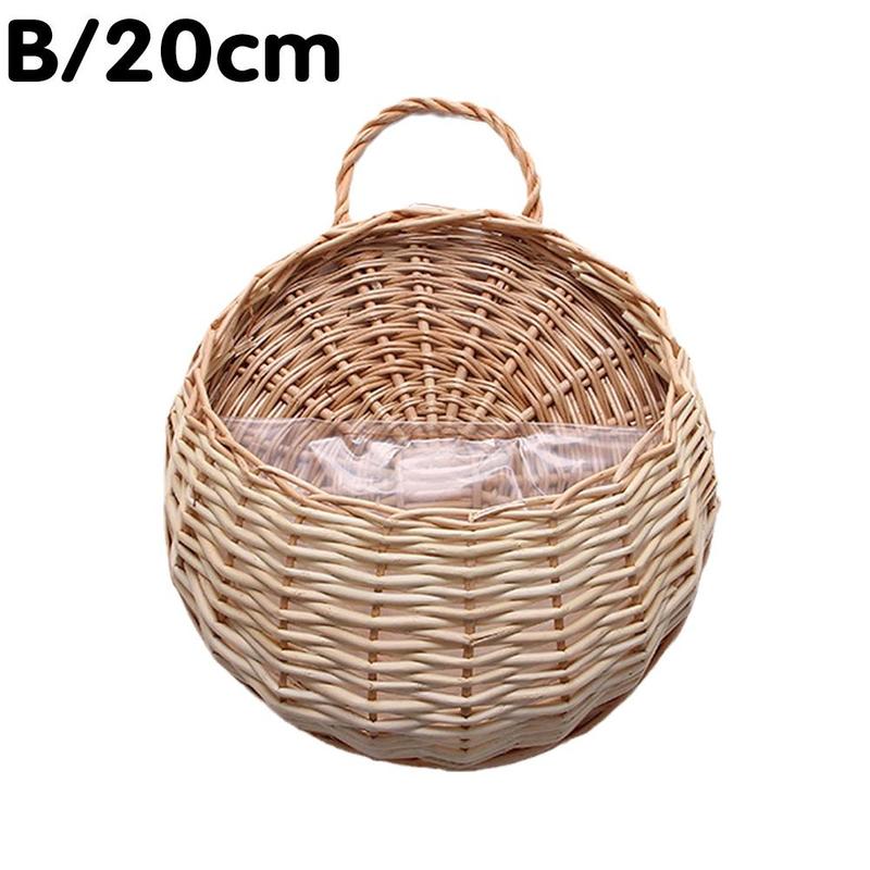 Flower Basket Wall Hanging Natural Wicker Flower Pot Home Rattan Basket Planter Container Decoration Vase Wall Storage Gard N0f8: 20CM off white