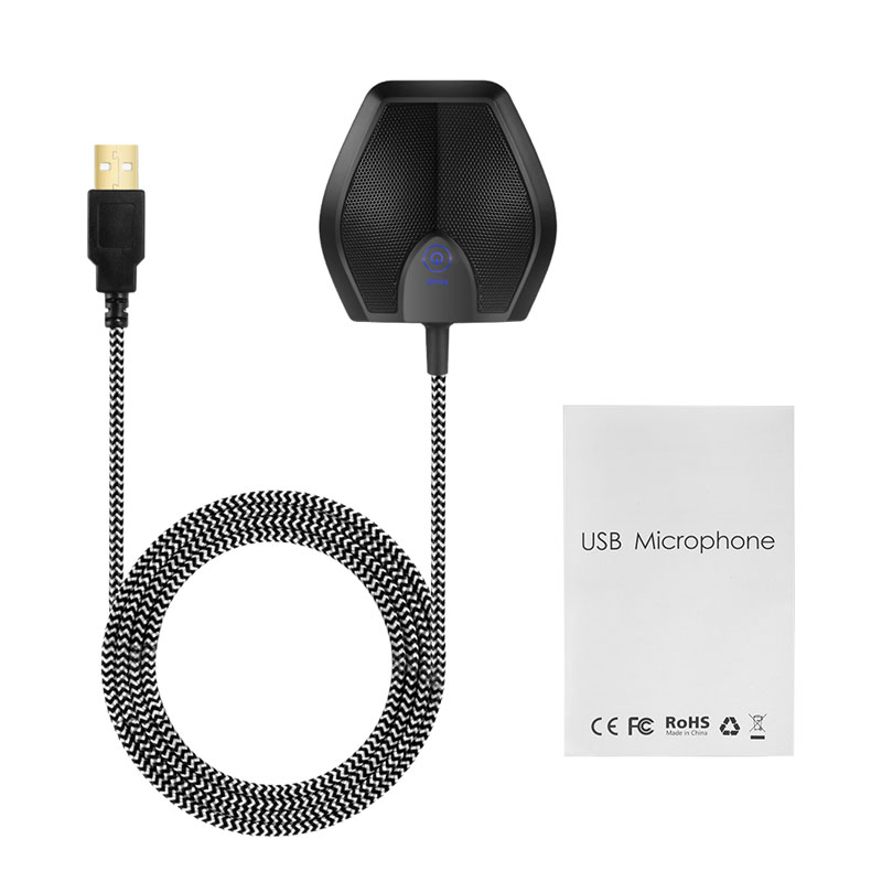 USB Conference Microphone Table Top Desktop Computer Mikrofon Desktop Conference Condenser Microphone With LED Indicator: Default Title