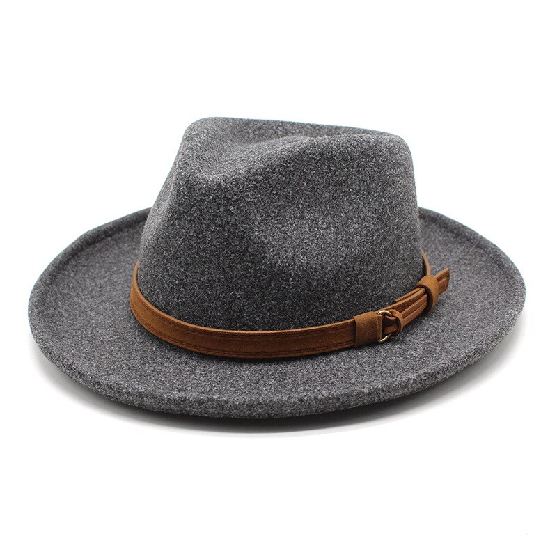 lidafish Wool Felt Fedoras Hats For Men Autumn Winter Trilby Cap Curved Brim Formal Jazz Dress Hat: Dark Grey